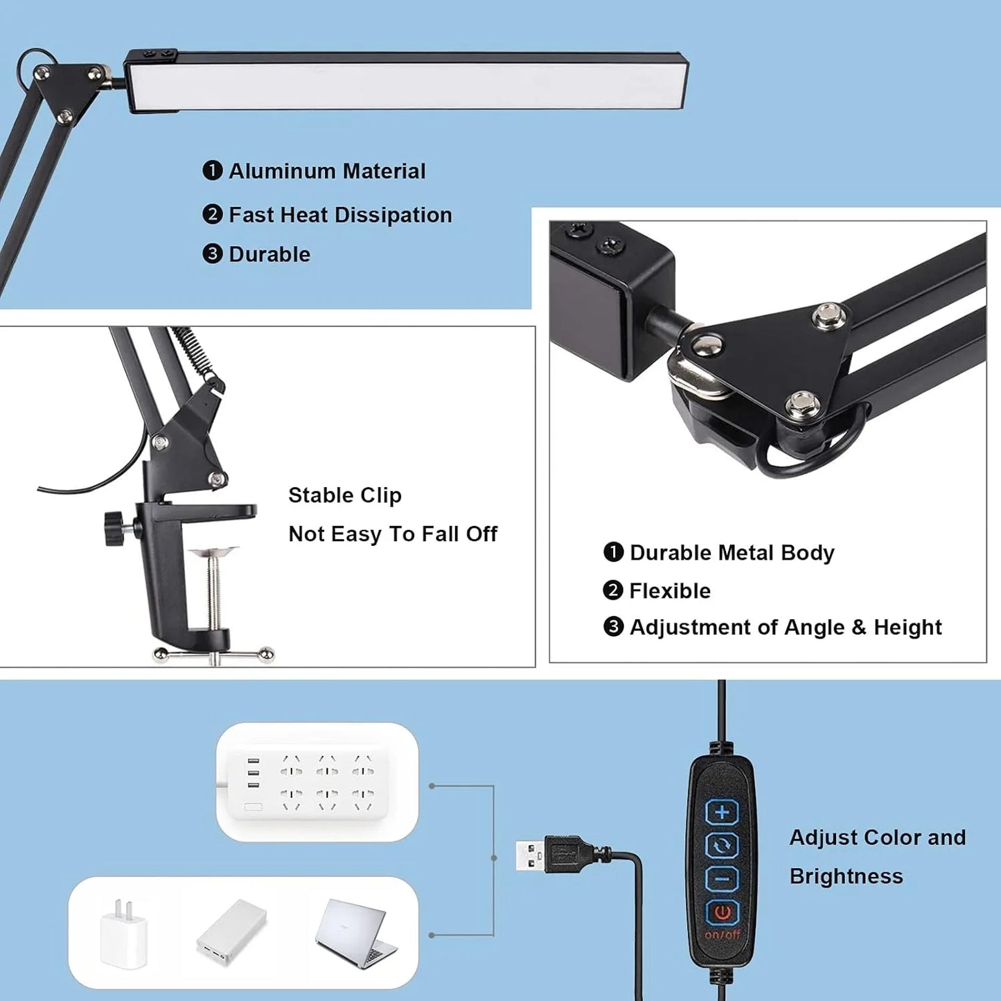 LED Folding Metal Desk Lamp