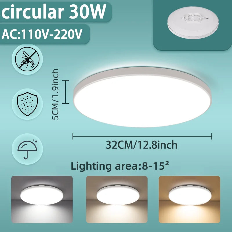 Modern Led Ceiling Lamps 15/20/30W Ceiling Panel Fixtures AC 110V-220V For Room Living Bedroom Kitchen Home Decor Panel Lights