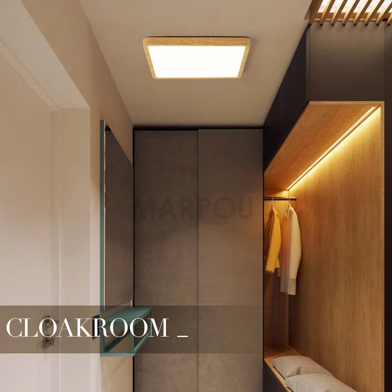 MARPOU 2.4cm Ultra thin led ceiling light Square Wood Grain ceiling lamps for living room 220V 110V led lights for room Bedroom