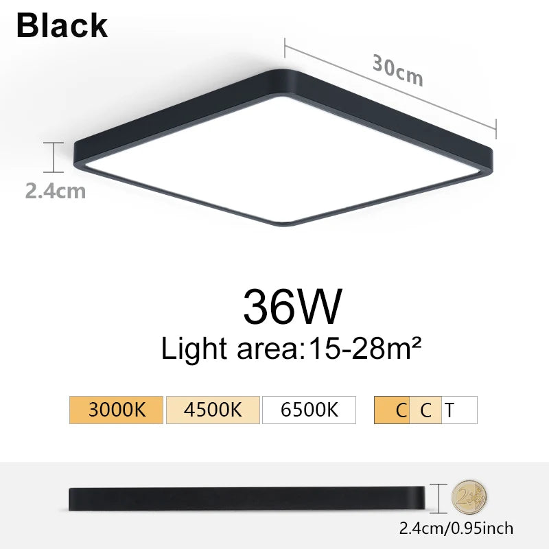 MARPOU 2.4cm Ultra thin led ceiling light Square Wood Grain ceiling lamps for living room 220V 110V led lights for room Bedroom