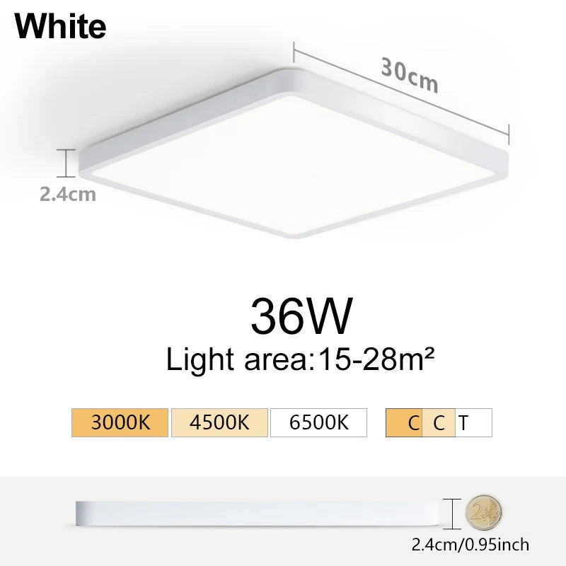 MARPOU 2.4cm Ultra thin led ceiling light Square Wood Grain ceiling lamps for living room 220V 110V led lights for room Bedroom