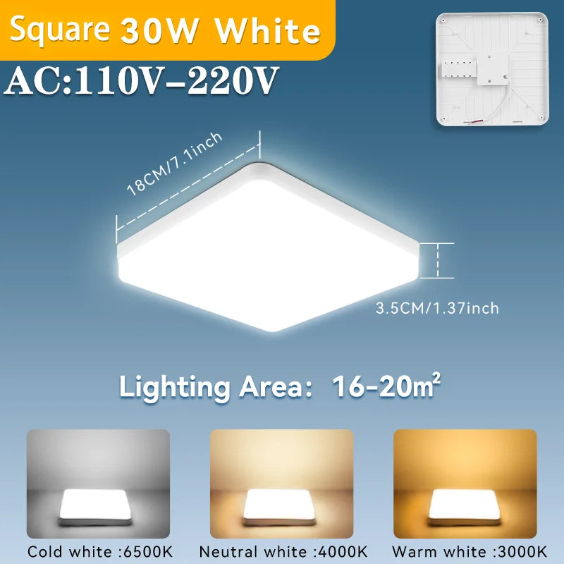 Modern Led Ceiling Lamps 15/20/30W Ceiling Panel Fixtures AC 110V-220V For Room Living Bedroom Kitchen Home Decor Panel Lights