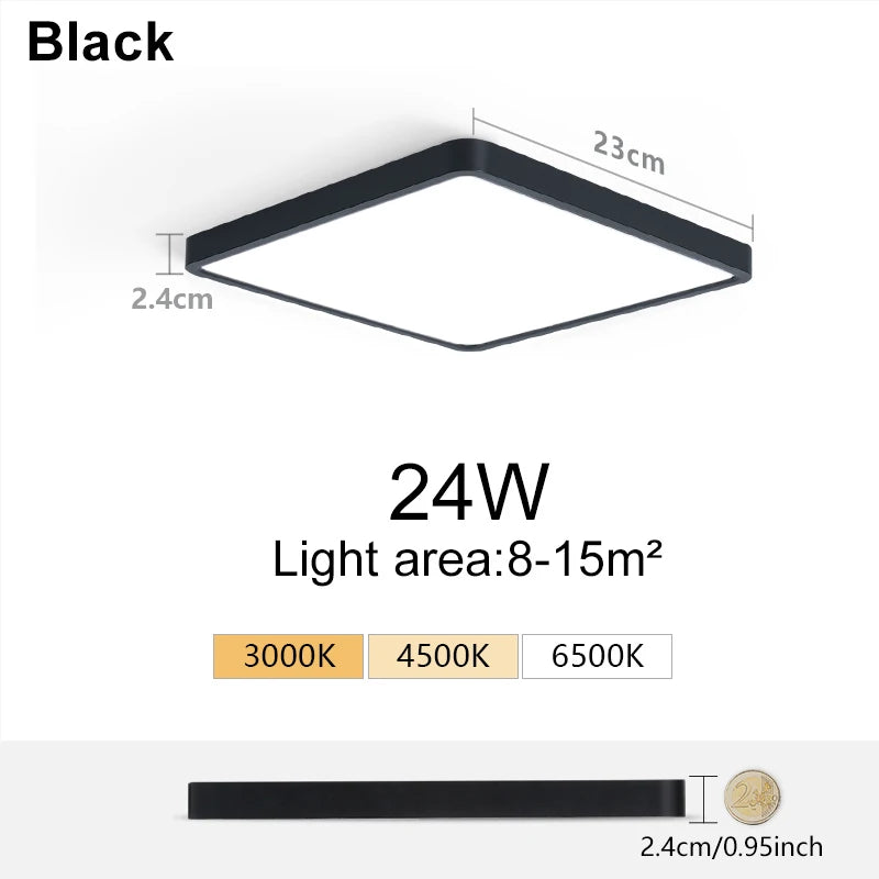 MARPOU 2.4cm Ultra thin led ceiling light Square Wood Grain ceiling lamps for living room 220V 110V led lights for room Bedroom
